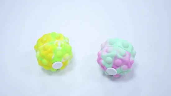 Stressabbau-Fingerspitzen-Spinner Amazon Hot Sale Silikon-Pop-It-Spielzeug Bunter LED-achteckiger 3D-Zappelball