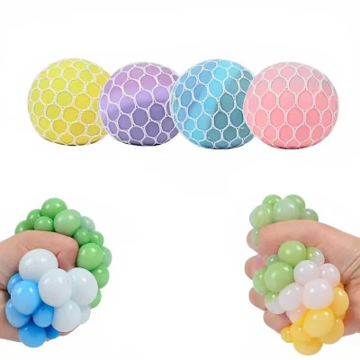 TPR Squeeze Mesh Toy Rainbow Squishy Stress Ball für Kinder