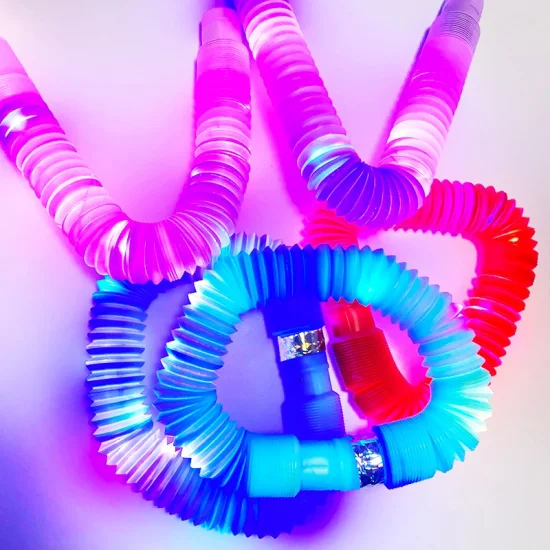 6er-Pack leuchtende Fidget Pops Tube Glow Dekompression Squeeze LED Pops Tube Spielzeug für Kinder und Erwachsene